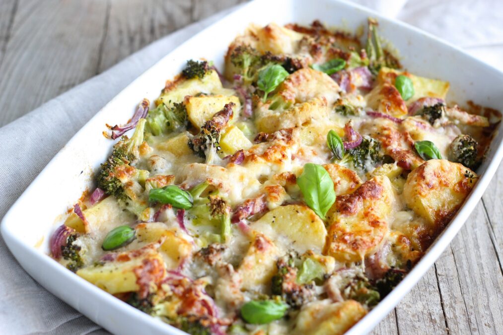 gratinado de batata e brocolis